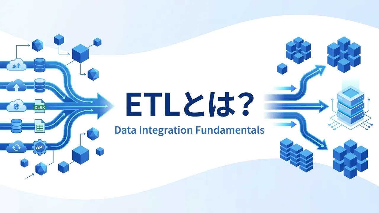 ETLの基本機能（抽出・変換・書き出し）、ELTやEAIとの違い、データ基盤における役割、ツール選定の観点まで体系的に解説します。「データ活用を進めたいが、何から手をつけるべきか分からない」企業のご担当者様向けに、現場の知見と図解を交えてわかりやすくまとめました。