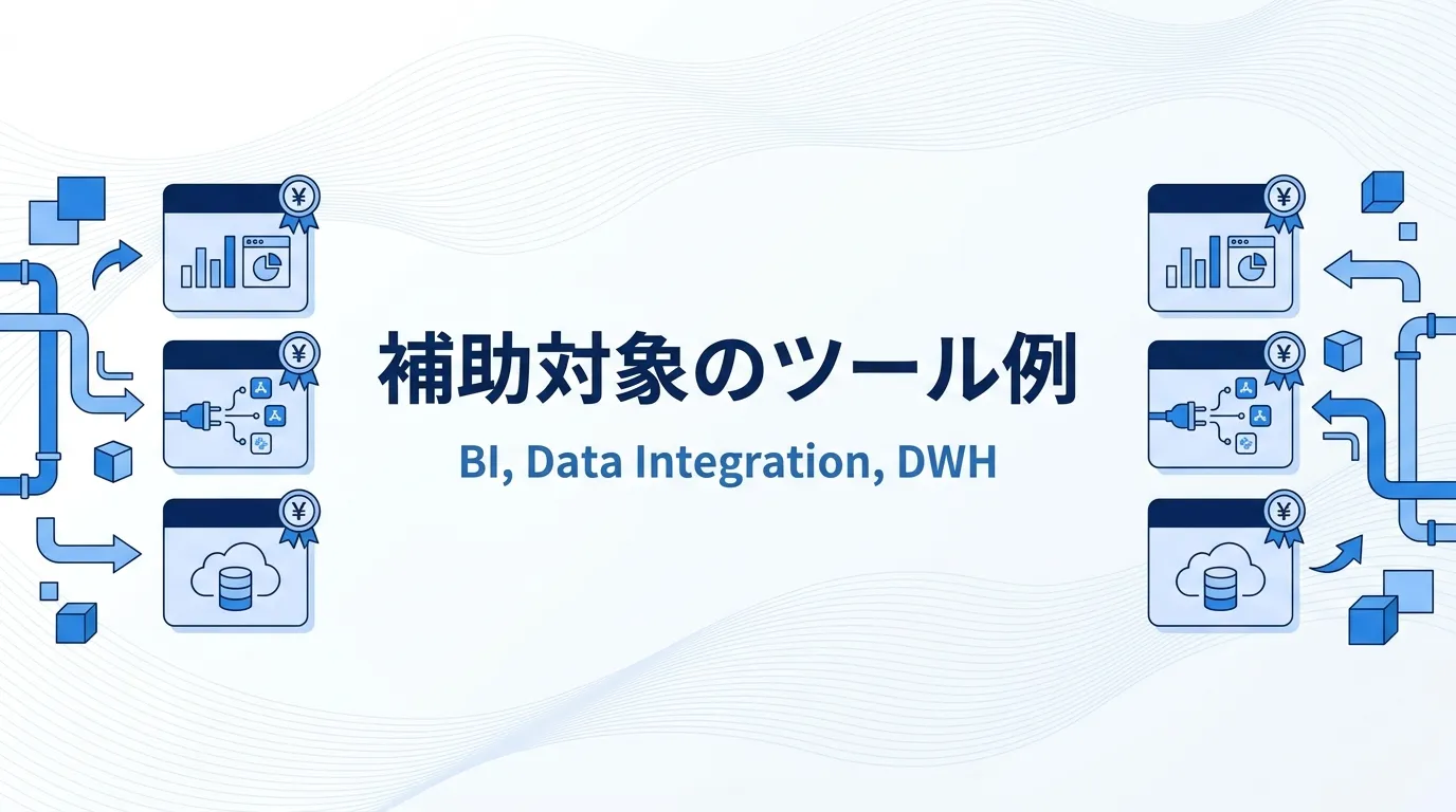 補助対象になりやすいデータ系ツールの例（BI・業務アプリ・分析ツール）