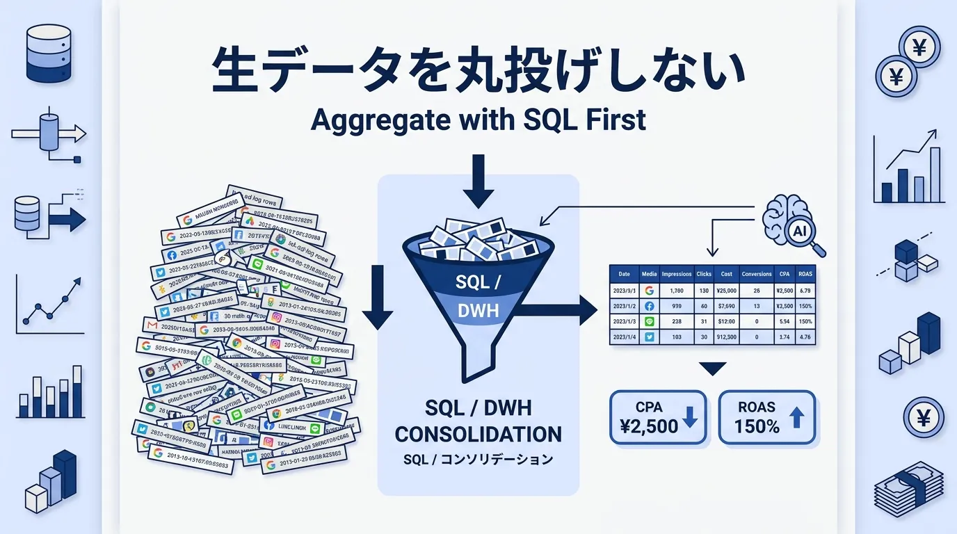 AIに生データを丸投げしない。SQLで集計してから渡す